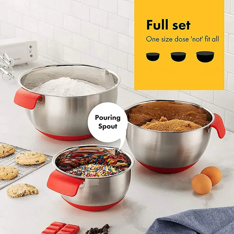 Mixing Bowls, Stainless Steel Non Slip Mixing Bowls