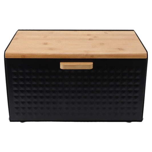 Wooden Bread Box Natural Vintage Heavy Duty Large Capacity Bread Storage Bin for Kitchen Countertop Black - Trendz Alley