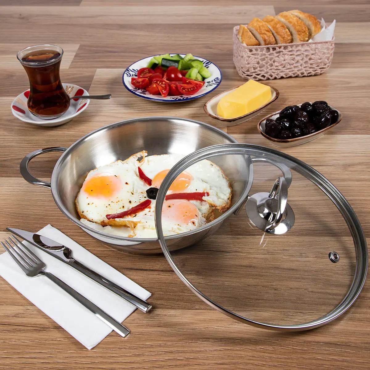 Serenk Modernist Stainless Steel Omelette Pan, 20 cm - Trendz Alley