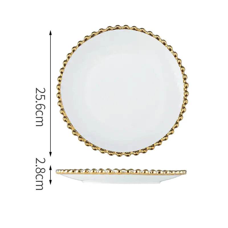 Nordic Gold Bead Ceramic Dinner Plates - Trendz Alley