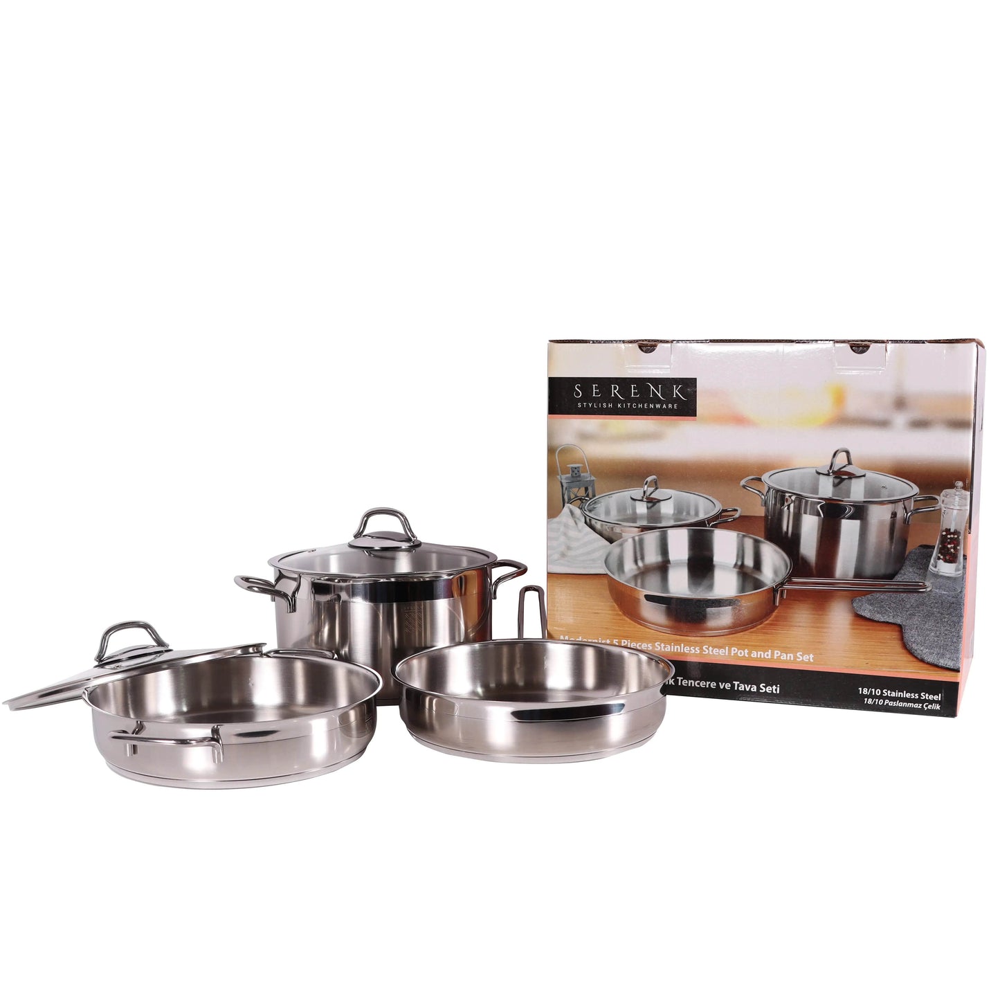 Serenk Modernist 5 Piece Stainless Steel Pots and Pan Set - Trendz Alley