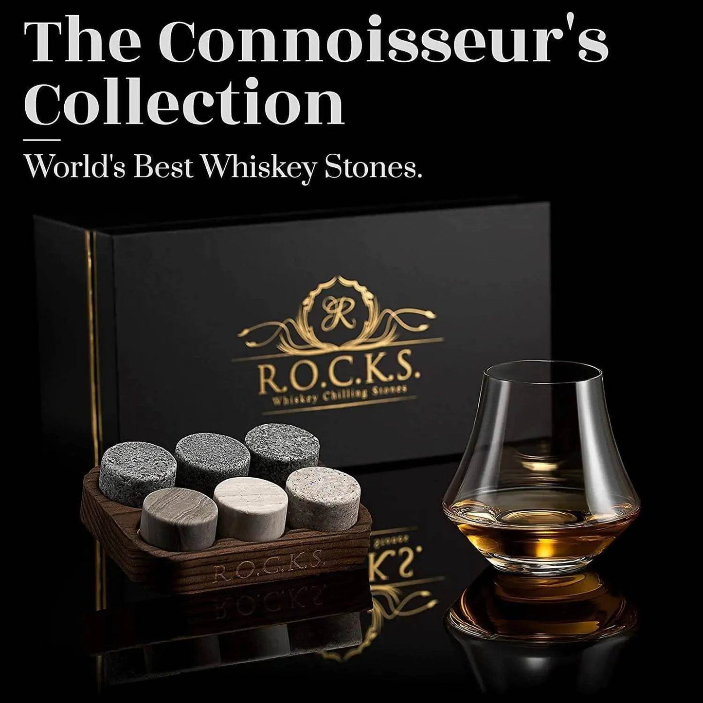 The Connoisseur's Set - Whiskey Stones & Crystal Nosing Tasting Glass - Trendz Alley