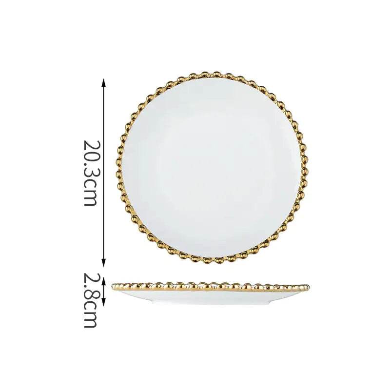 Nordic Gold Bead Ceramic Dinner Plates - Trendz Alley