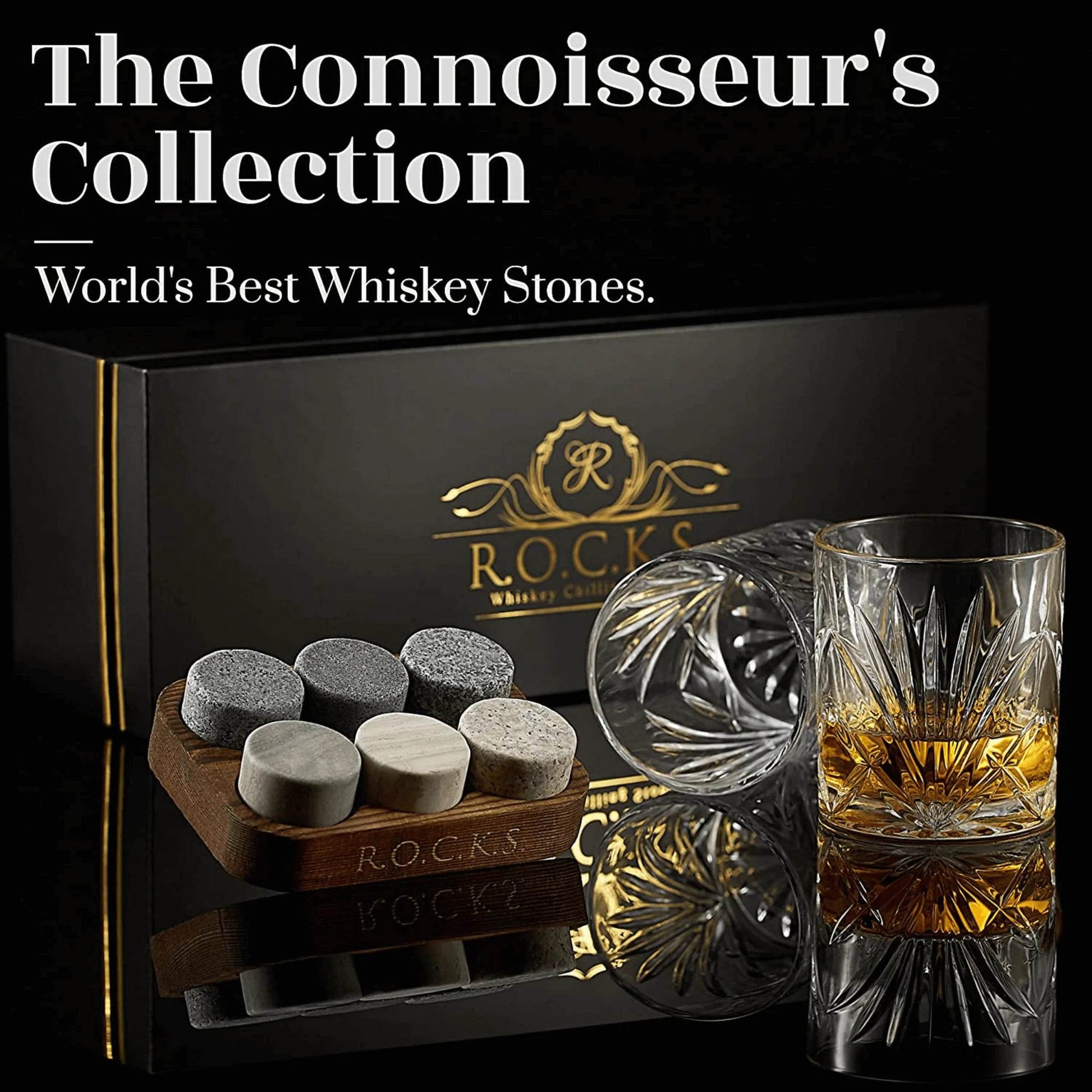 The Connoisseur's Set - Whiskey Stones & Palm Glass Edition - Trendz Alley