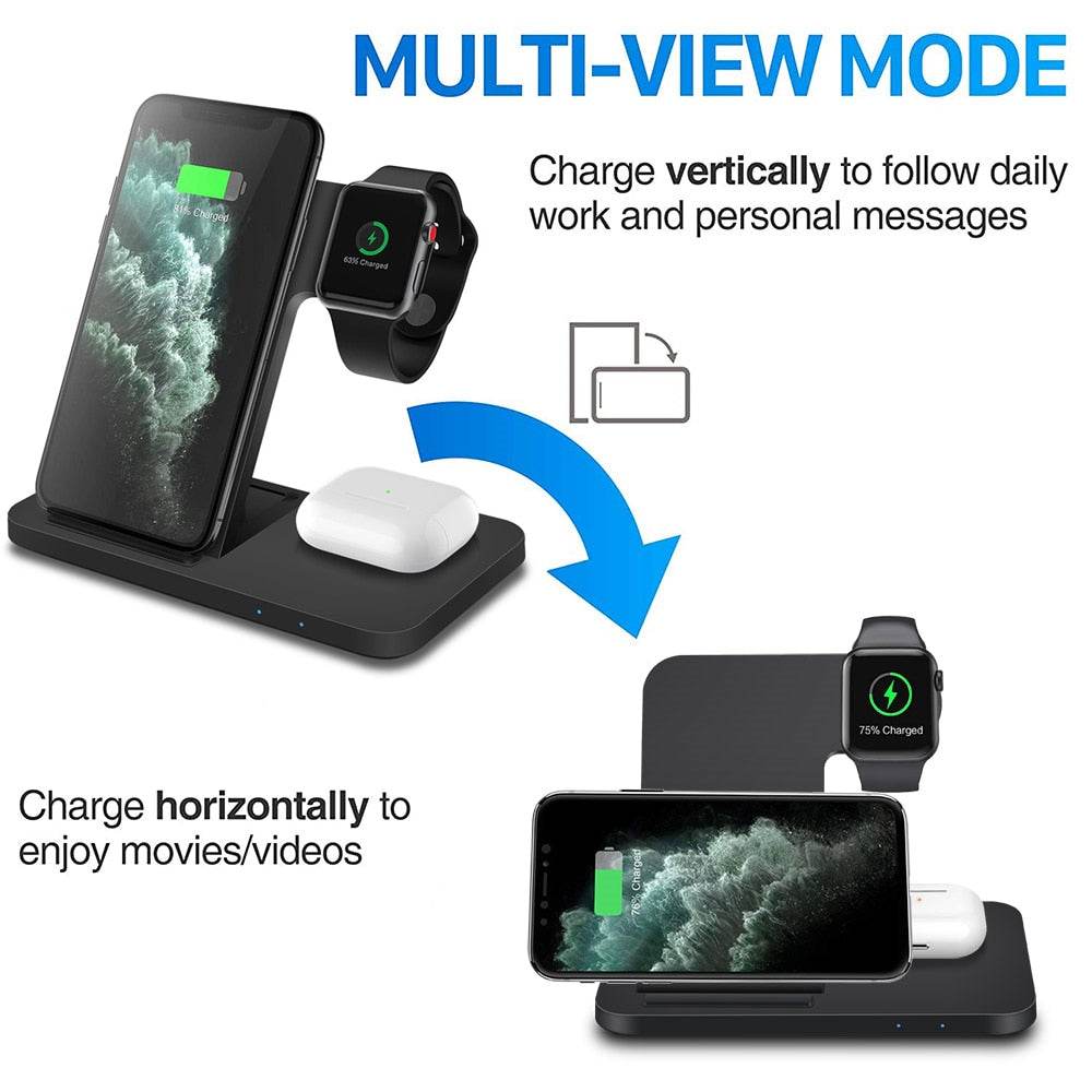 3in1 Wireless Fast Charger Dock Station - Trendz Alley